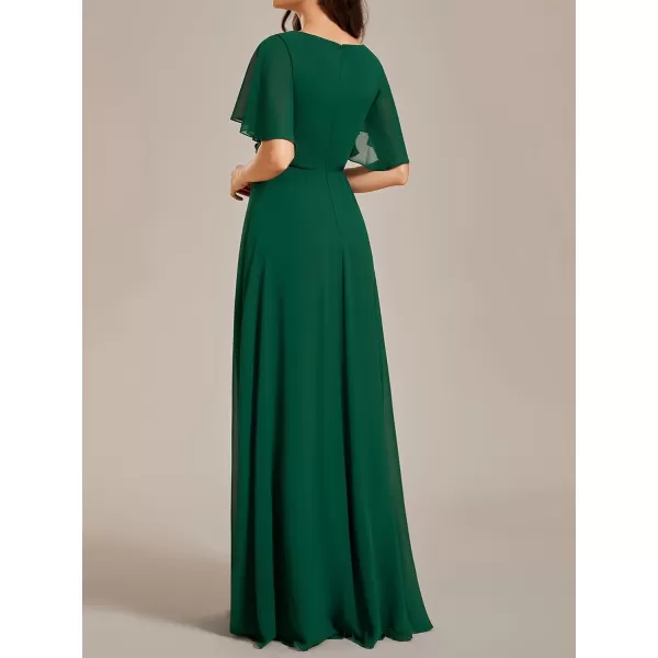 EverPretty Womens Chiffon V Neck A Line Appliques Waist Bridesmaid Dresses 01960Deep Green