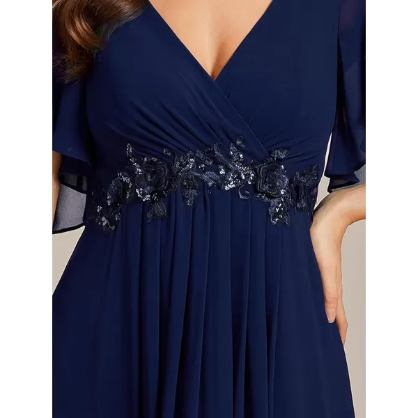 EverPretty Womens Chiffon V Neck A Line Appliques Waist Bridesmaid Dresses 01960Navy Blue