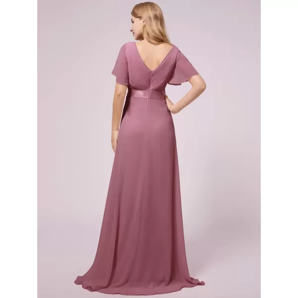 EverPretty Womens Chiffon VNeck Short Sleeve Aline Ruched Summer Maternity Dresses 09890EYDusty Pink