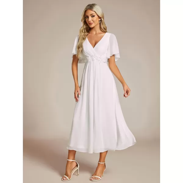 EverPretty Womens Cocktail Dresses V Neck ALine Elastic High Waist Wedding Guest Evening Party Maxi Dress 02093White