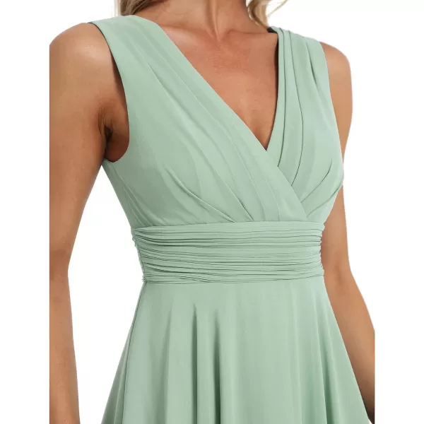 EverPretty Womens Crew Neck Pleated Waist Short Sleeve Wedding Guest Dress Chiffon Bridesmaid Dresses 03142Mint Green