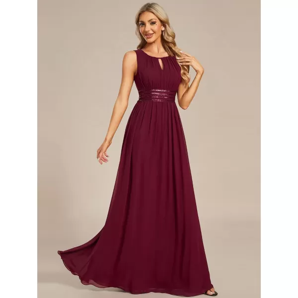 EverPretty Womens Crew Neck Sleeveless A Line Hollow Out Sequin Maxi Fromal Dress 01955Burgundy