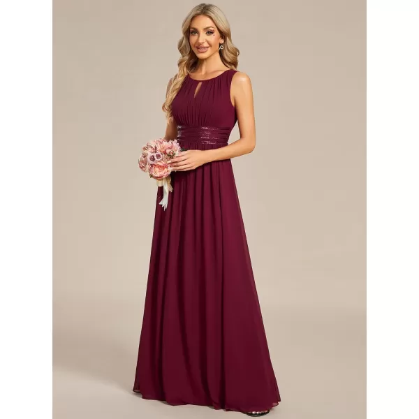 EverPretty Womens Crew Neck Sleeveless A Line Hollow Out Sequin Maxi Fromal Dress 01955Burgundy