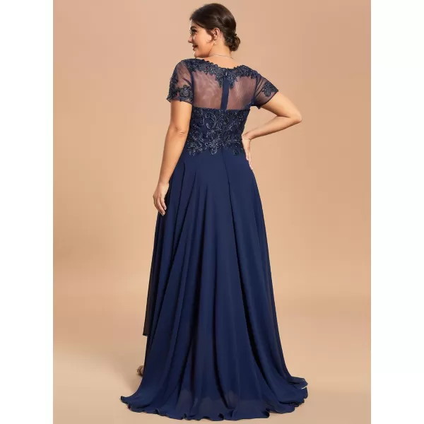 EverPretty Womens Custom Round Neck Embroidered SeeThrough Mother of The Bride Dress 01851PZNavy Blue