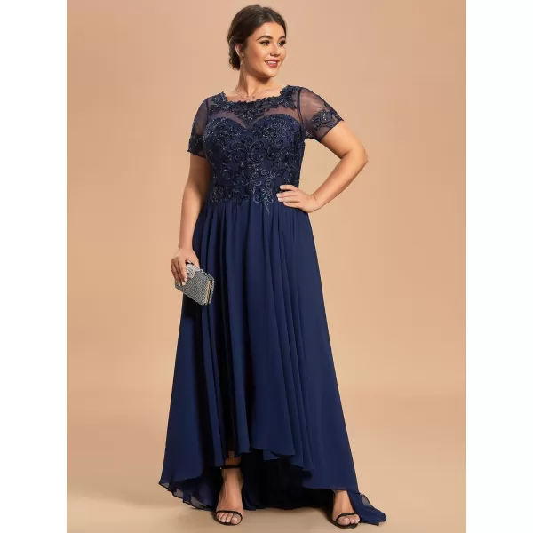 EverPretty Womens Custom Round Neck Embroidered SeeThrough Mother of The Bride Dress 01851PZNavy Blue