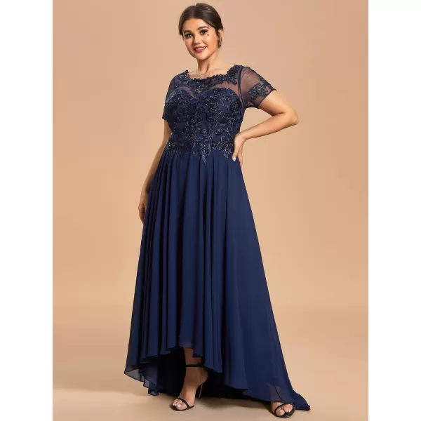 EverPretty Womens Custom Round Neck Embroidered SeeThrough Mother of The Bride Dress 01851PZNavy Blue