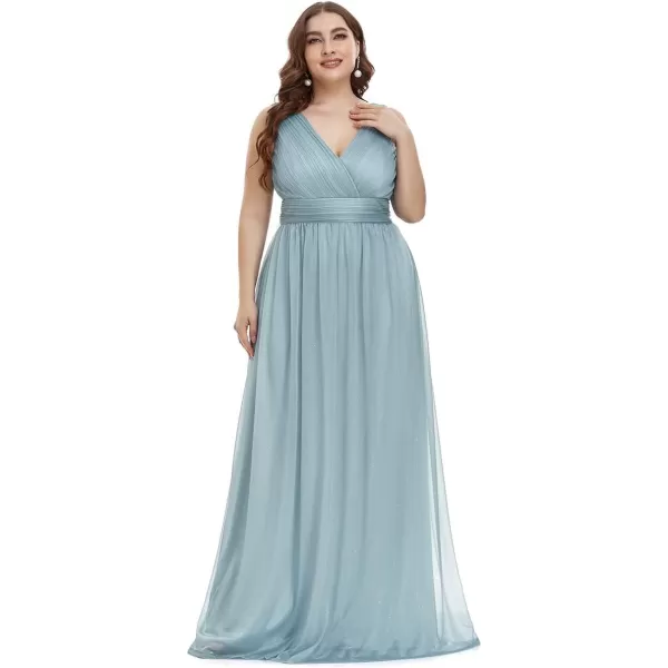 EverPretty Womens Custom VNeck Ruched Empire Wasit A Line Bridesmaid Dresses 07764Bblue