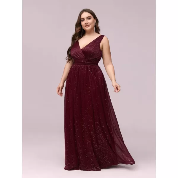 EverPretty Womens Custom VNeck Ruched Empire Wasit A Line Bridesmaid Dresses 07764Bburgundy