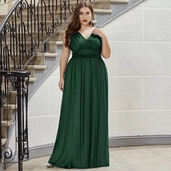 EverPretty Womens Custom VNeck Ruched Empire Wasit A Line Bridesmaid Dresses 07764Bdark Green