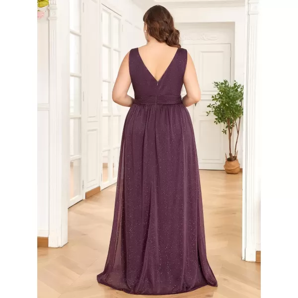 EverPretty Womens Custom VNeck Ruched Empire Wasit A Line Bridesmaid Dresses 07764Bdark Purple