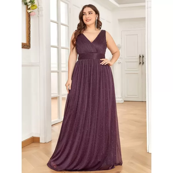 EverPretty Womens Custom VNeck Ruched Empire Wasit A Line Bridesmaid Dresses 07764Bdark Purple