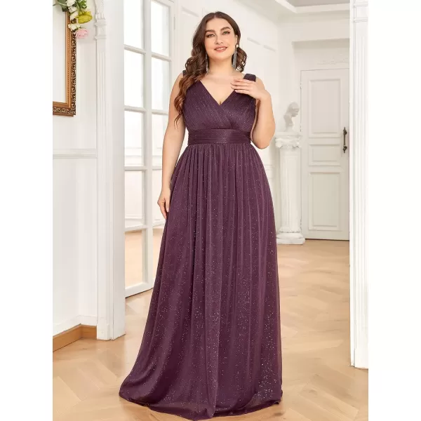 EverPretty Womens Custom VNeck Ruched Empire Wasit A Line Bridesmaid Dresses 07764Bdark Purple