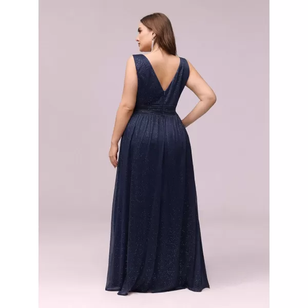 EverPretty Womens Custom VNeck Ruched Empire Wasit A Line Bridesmaid Dresses 07764Bnavy Blue