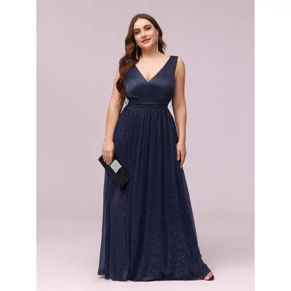 EverPretty Womens Custom VNeck Ruched Empire Wasit A Line Bridesmaid Dresses 07764Bnavy Blue