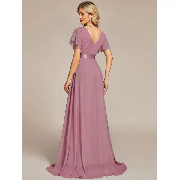 EverPretty Womens Customized Short Sleeve Double VNeck Chiffon Maxi Bridesmaid DressesOrchid
