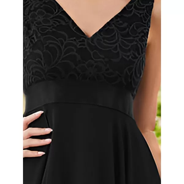EverPretty Womens Customized V Neck Embroidery High Low Bridesmaid DressBlack