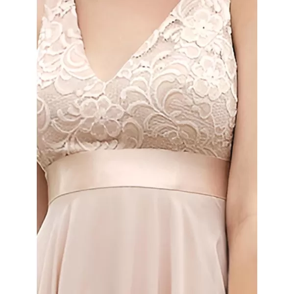 EverPretty Womens Customized V Neck Embroidery High Low Bridesmaid DressBlush