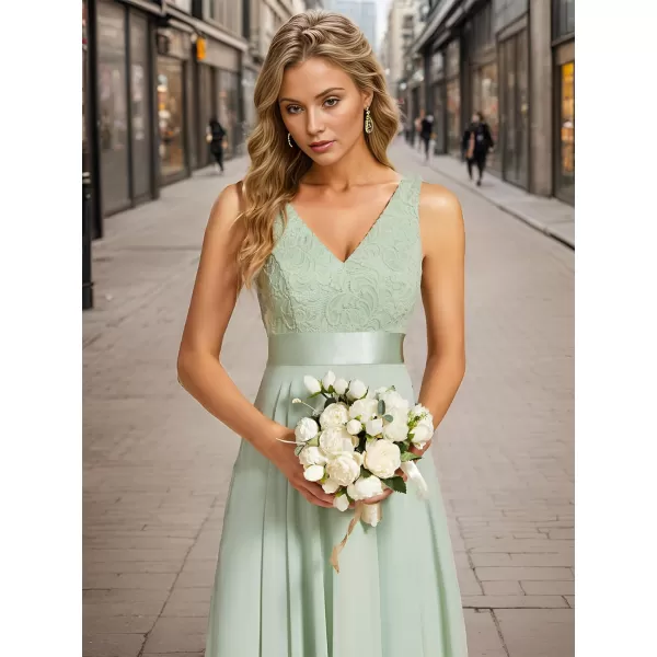 EverPretty Womens Customized V Neck Embroidery High Low Bridesmaid DressMint Green