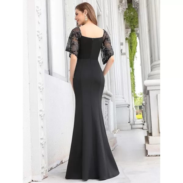 EverPretty Womens Deep VNeck Fishtail Maxi Dress Long Wedding Guest Dress 0550Black