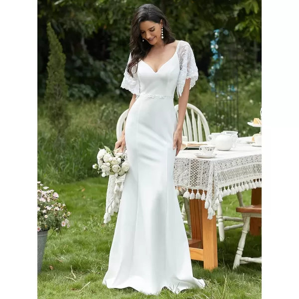EverPretty Womens Deep VNeck Fishtail Maxi Dress Long Wedding Guest Dress 0550White