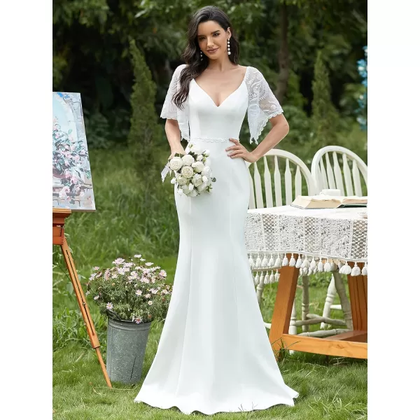 EverPretty Womens Deep VNeck Fishtail Maxi Dress Long Wedding Guest Dress 0550White