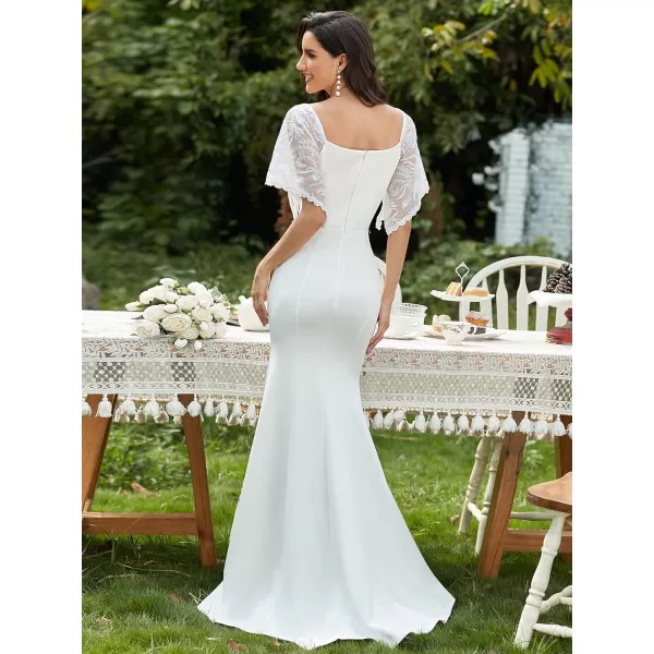 EverPretty Womens Deep VNeck Fishtail Maxi Dress Long Wedding Guest Dress 0550White