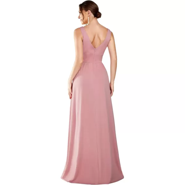 EverPretty Womens Deep VNeck Sleeveless Side Slit Floor Length Evening Dress 0168BUSADusty Rose