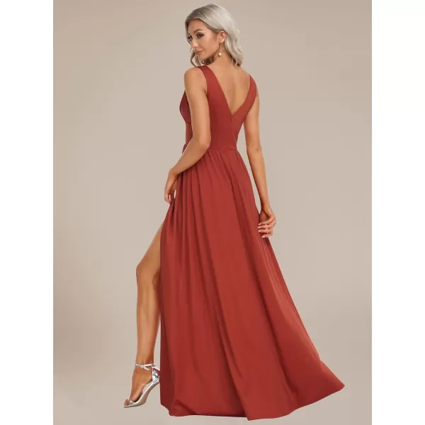 EverPretty Womens Deep VNeck Sleeveless Side Slit Floor Length Evening Dress 0168BUSAVermilion