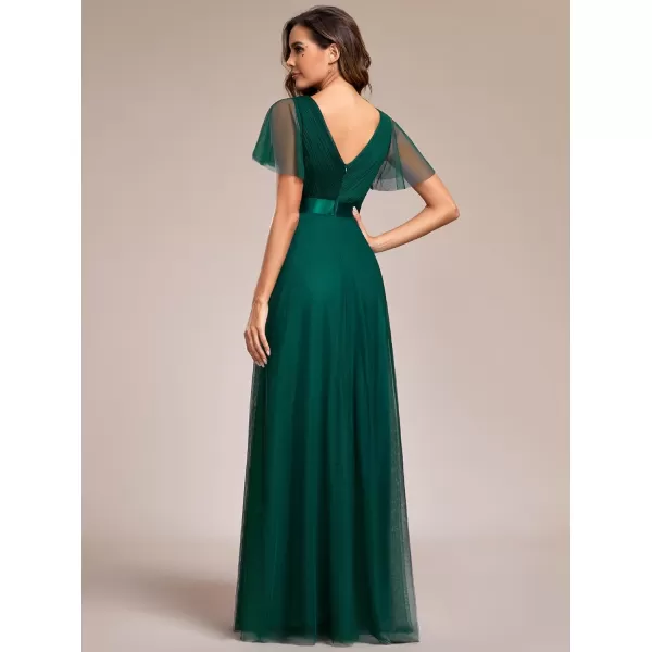 EverPretty Womens Double VNeck Empire Waist Front Wrap Bridesmaid Dress 7962Deep Green