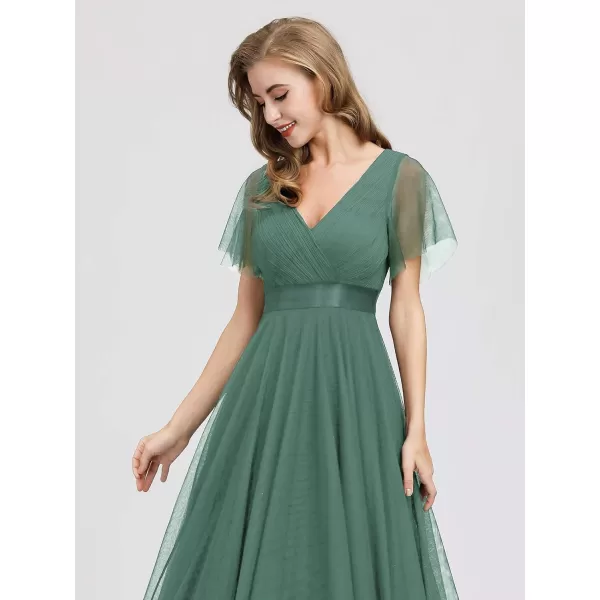 EverPretty Womens Double VNeck Empire Waist Front Wrap Bridesmaid Dress 7962Green