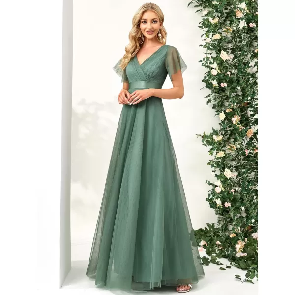 EverPretty Womens Double VNeck Empire Waist Front Wrap Bridesmaid Dress 7962Green