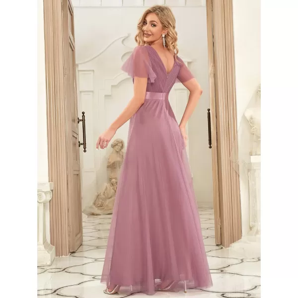 EverPretty Womens Double VNeck Empire Waist Front Wrap Bridesmaid Dress 7962Orchid