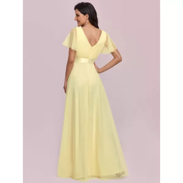 EverPretty Womens Double VNeck Empire Waist Front Wrap Bridesmaid Dress 7962Yellow