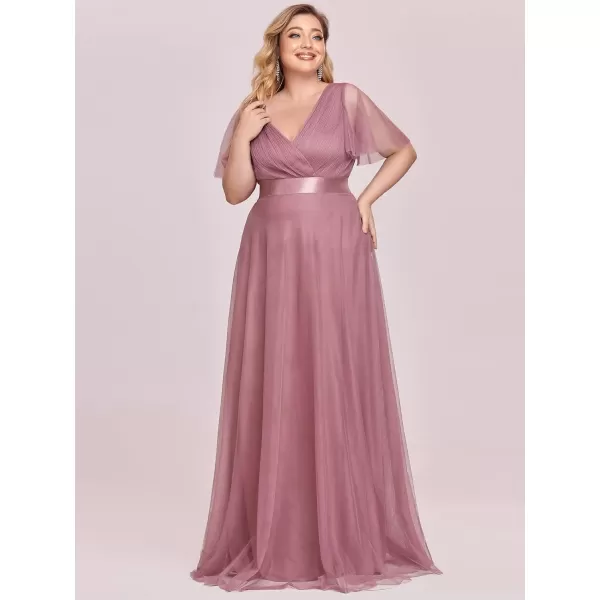 EverPretty Womens Double VNeck Empire Waist Front Wrap Plus Size Evening Dress 07962Orchid