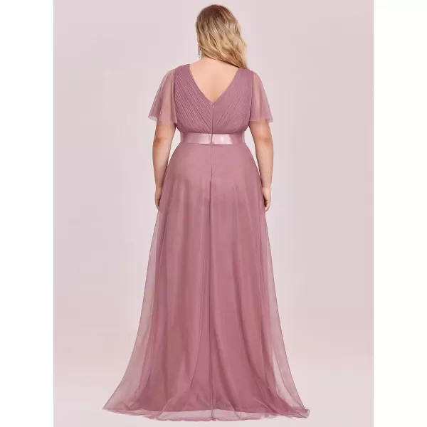 EverPretty Womens Double VNeck Empire Waist Front Wrap Plus Size Evening Dress 07962Orchid