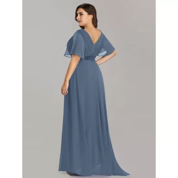 EverPretty Womens Double VNeck Formal Dresses Plus Size Bridesmaid Dress 09890PZBlue