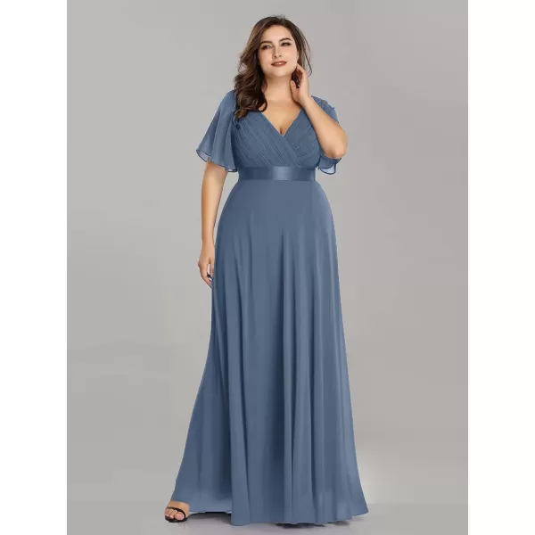 EverPretty Womens Double VNeck Formal Dresses Plus Size Bridesmaid Dress 09890PZBlue