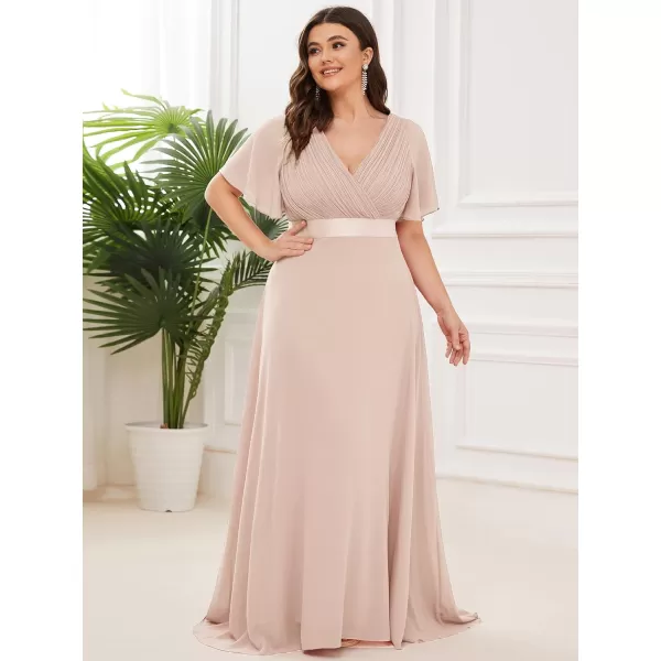 EverPretty Womens Double VNeck Formal Dresses Plus Size Bridesmaid Dress 09890PZBlush