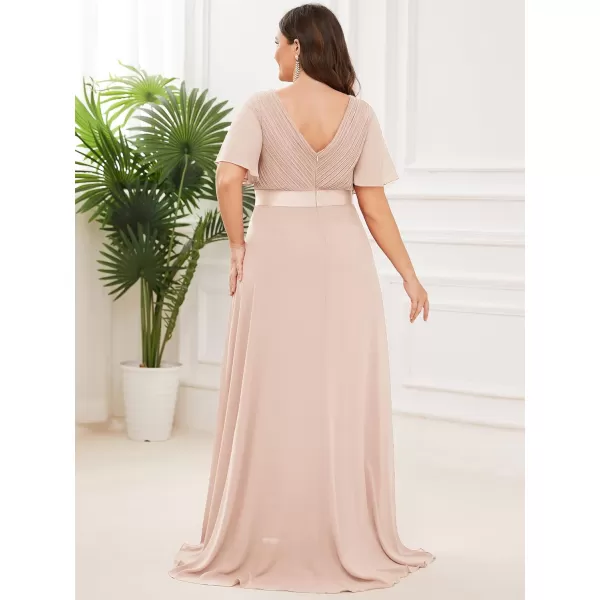 EverPretty Womens Double VNeck Formal Dresses Plus Size Bridesmaid Dress 09890PZBlush