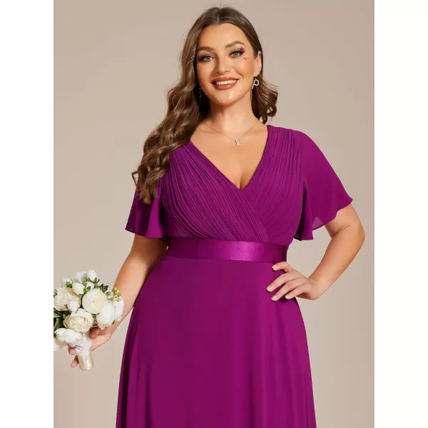 EverPretty Womens Double VNeck Formal Dresses Plus Size Bridesmaid Dress 09890PZFuchsia