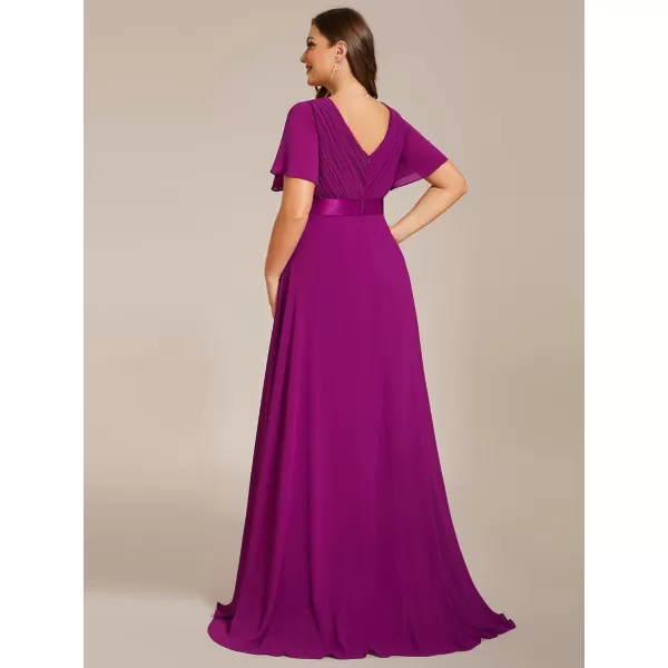 EverPretty Womens Double VNeck Formal Dresses Plus Size Bridesmaid Dress 09890PZFuchsia