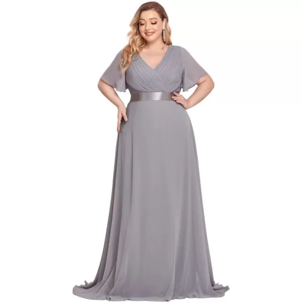 EverPretty Womens Double VNeck Formal Dresses Plus Size Bridesmaid Dress 09890PZGray