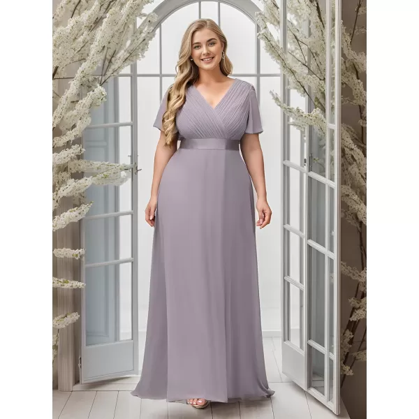 EverPretty Womens Double VNeck Formal Dresses Plus Size Bridesmaid Dress 09890PZGray