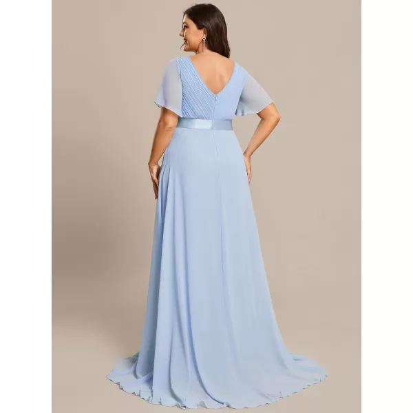 EverPretty Womens Double VNeck Formal Dresses Plus Size Bridesmaid Dress 09890PZIce Blue