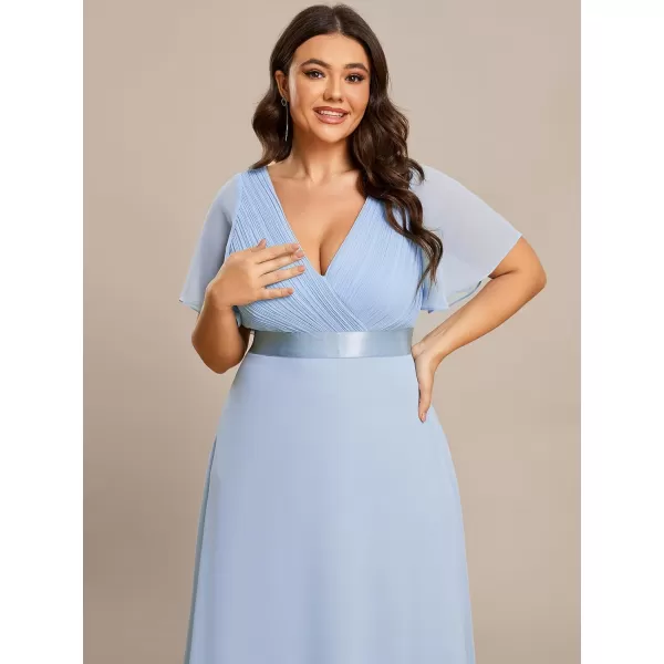 EverPretty Womens Double VNeck Formal Dresses Plus Size Bridesmaid Dress 09890PZIce Blue