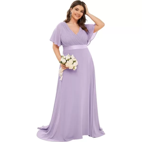 EverPretty Womens Double VNeck Formal Dresses Plus Size Bridesmaid Dress 09890PZLavender