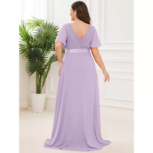 EverPretty Womens Double VNeck Formal Dresses Plus Size Bridesmaid Dress 09890PZLavender