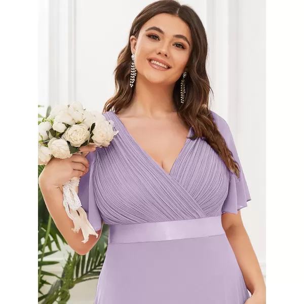 EverPretty Womens Double VNeck Formal Dresses Plus Size Bridesmaid Dress 09890PZLavender