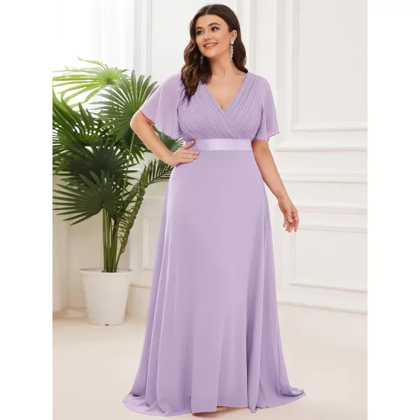 EverPretty Womens Double VNeck Formal Dresses Plus Size Bridesmaid Dress 09890PZLavender