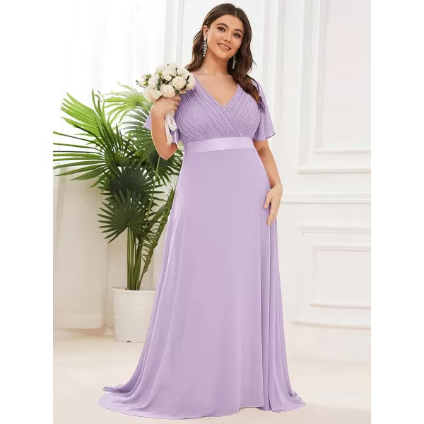 EverPretty Womens Double VNeck Formal Dresses Plus Size Bridesmaid Dress 09890PZLavender